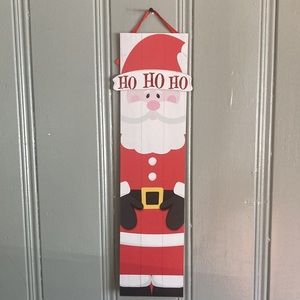 NWT Precious Vertical Glittered Ho Ho Ho Santa Christmas Wood Decoration Sign